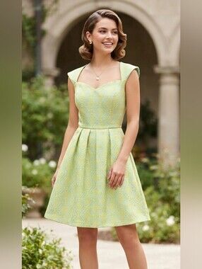 Annabella Fit And Flare Dress Sz Large Green/blue